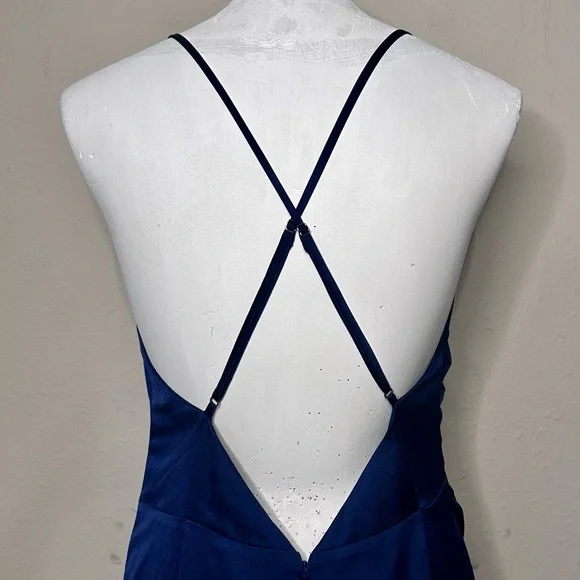 MillyElectra slip dress navy open back midi length